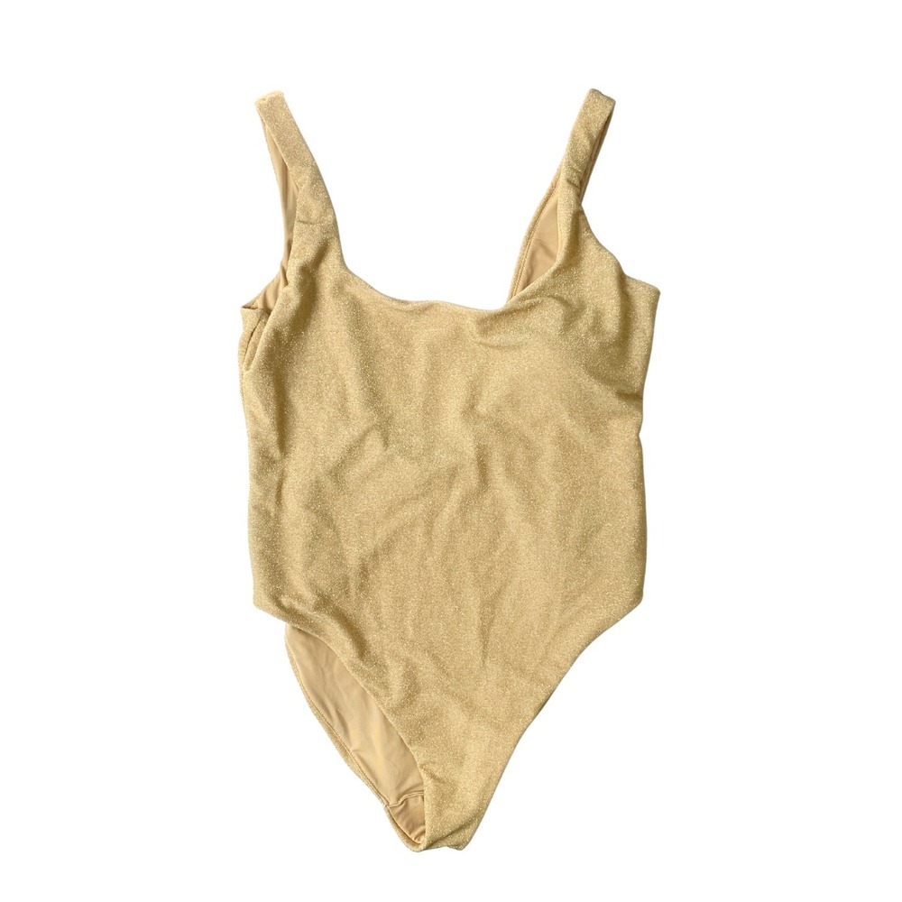 Aerie One Piece Cheekiest Shimmer Gold Swimsuit - XL UPF 50